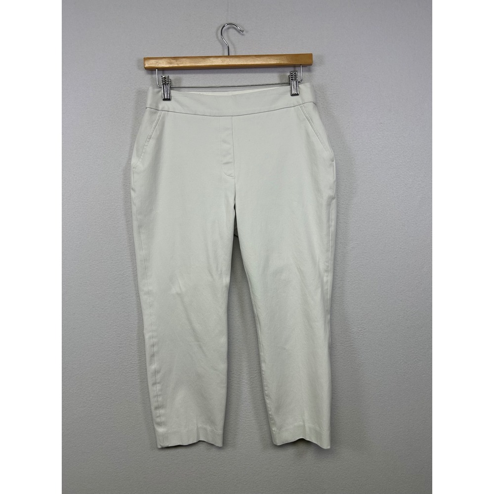 Professional Spanx Womens Medium White Stretch Twill Ankle Pull On Shaping Pants - Picture 1 of 11